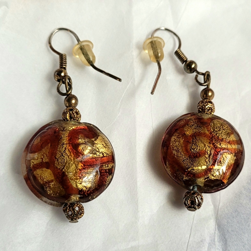 Glass bead earrings pierced ears